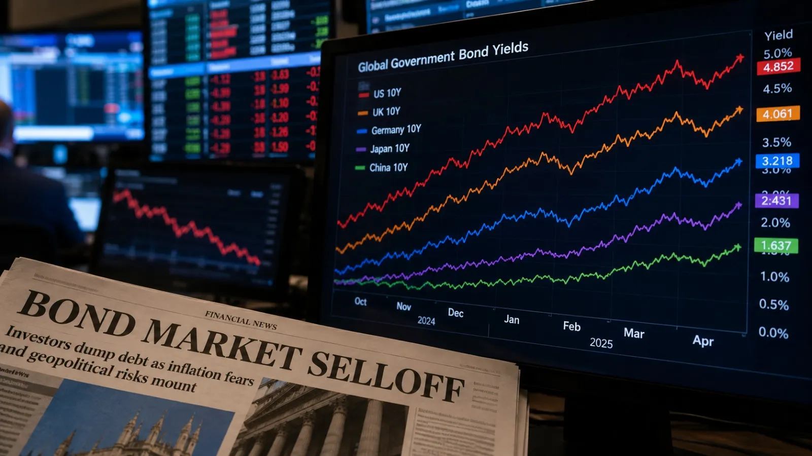 Global bond markets sold off sharply as investors reacted to persistent inflation and geopolitical uncertainty.