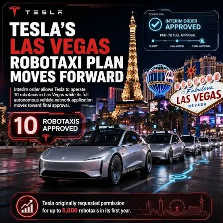 Nevada Approves Tesla for Up to 5,000 Robotaxis as Las Vegas Becomes a Testing Ground for Autonomy at Scale