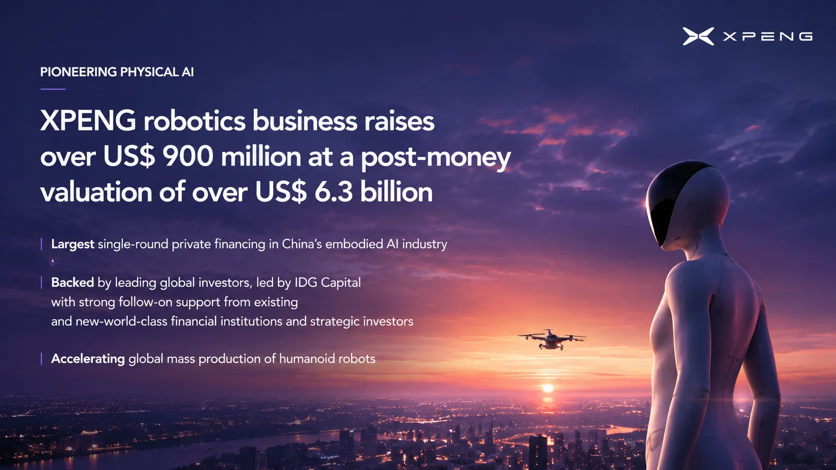 XPeng Raises $900 Million From Tencent and IDG Capital to Scale Humanoid Robotics