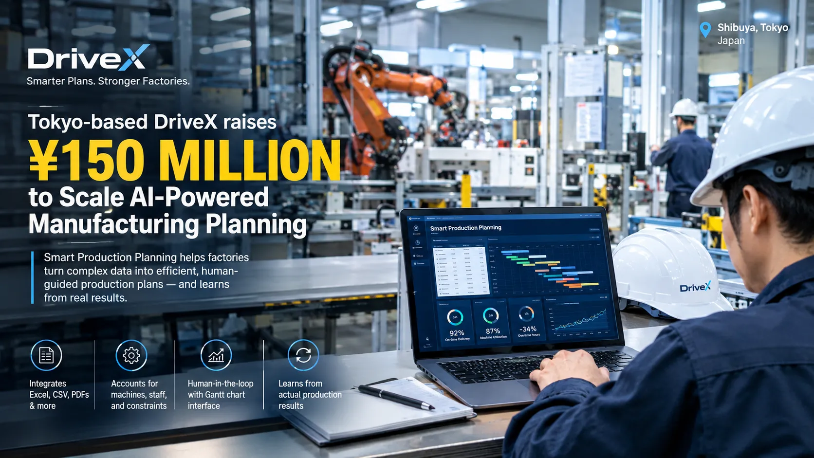 Tokyo Startup DriveX Raises ¥150 Million to Replace Factory Spreadsheets With AI Production Planning