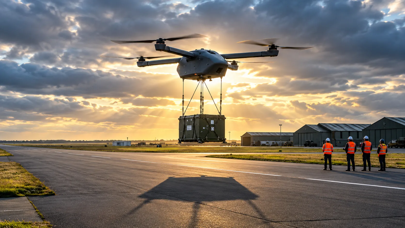 Heavy Cargo Drone at Sunset.png