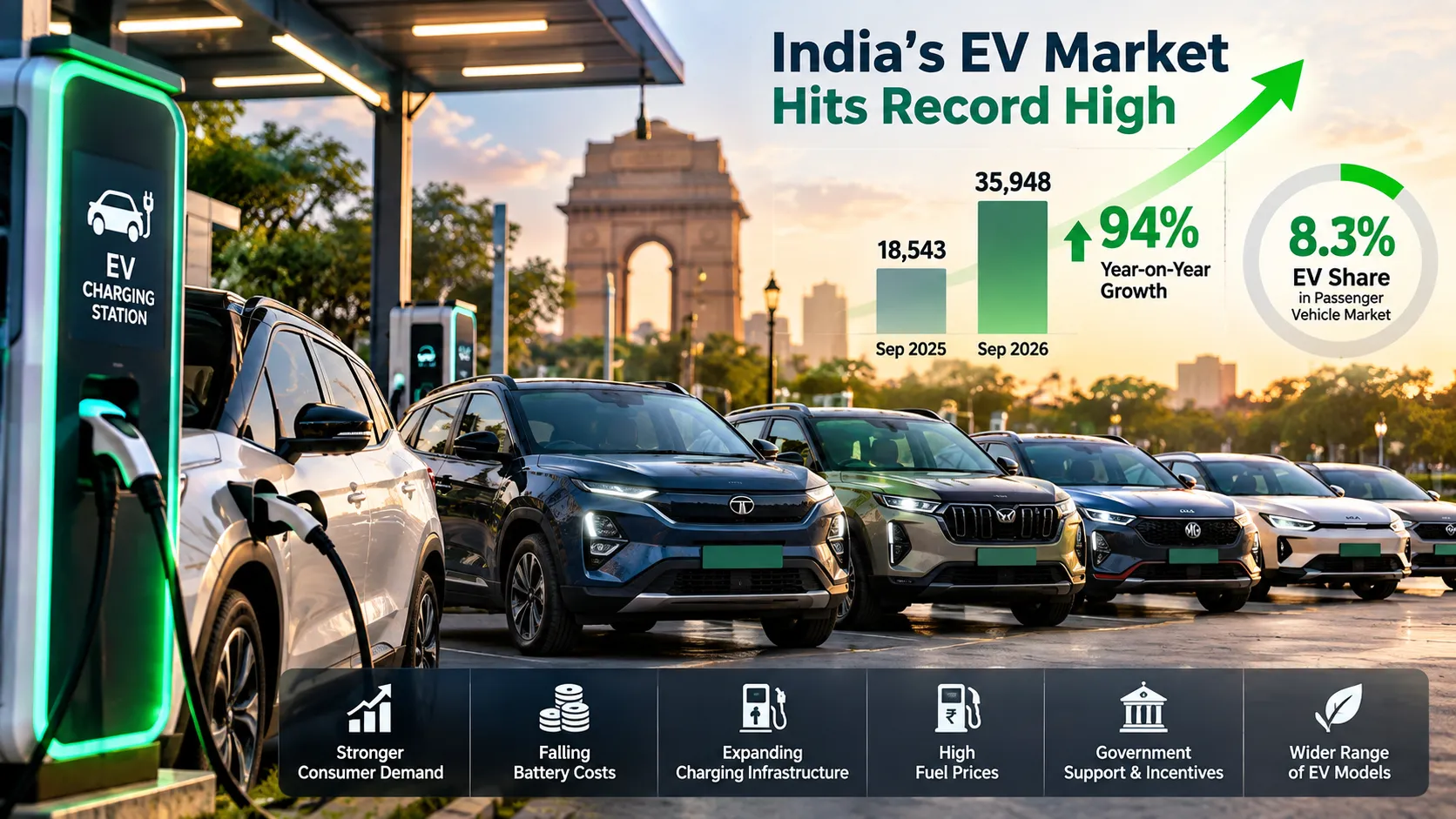 India's Electric Car Sales Hit a Record in September as EVs Take 8.3% of the Passenger Vehicle Market