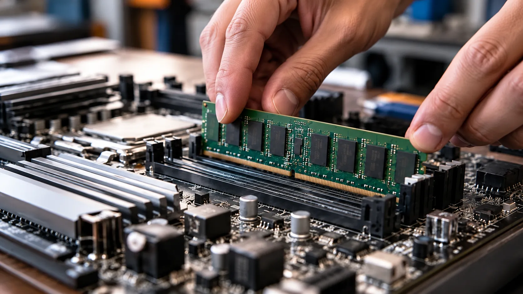 Installing RAM on a Motherboard.png