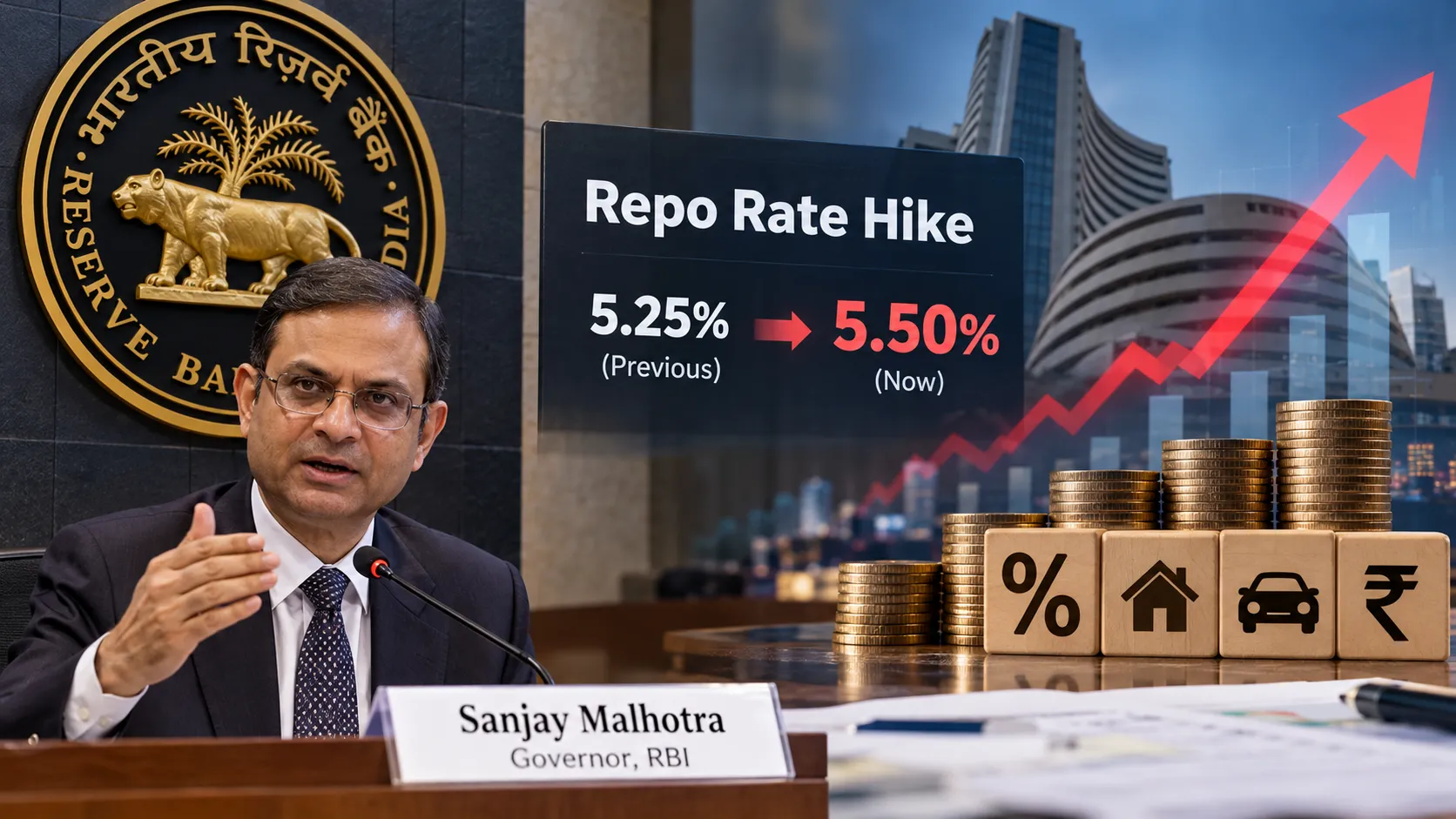 RBI Raises Repo Rate by 25 Basis Points to 5.50% in First Hike Since February 2023