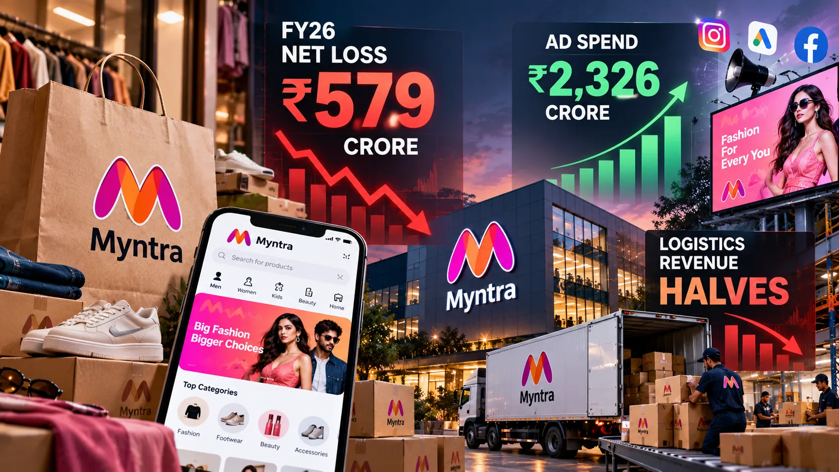 Myntra Swings to a ₹579 Crore Loss in FY26 as Ad Spend Climbs to ₹2,326 Crore and Logistics Revenue Halves